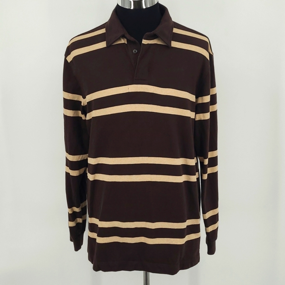 Lands' End Men's Long Sleeve Striped Polo sz. L 42-44
